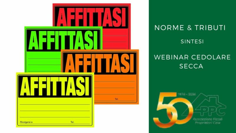 Norme & Tributi sintesi Webinar cedolare secca